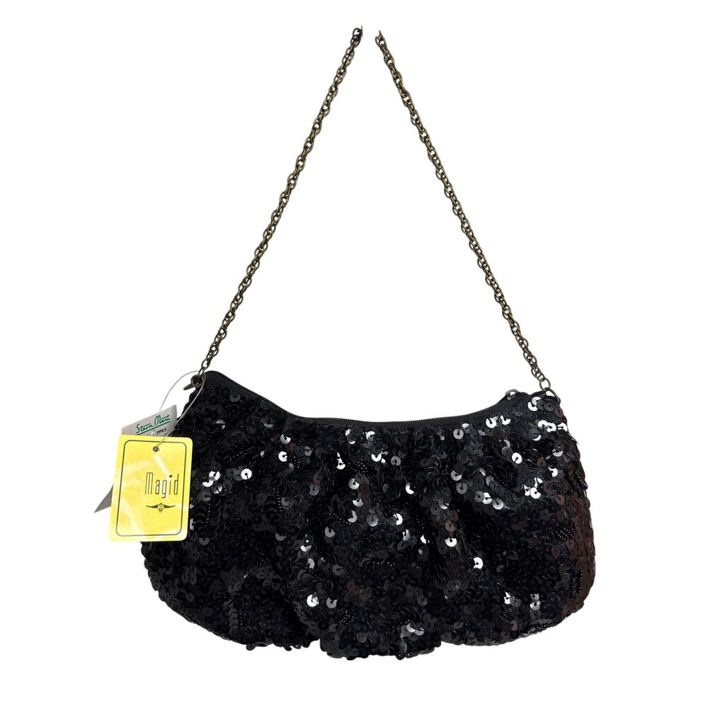 NWT Vintage Magid sequin black formal with bag chain handle